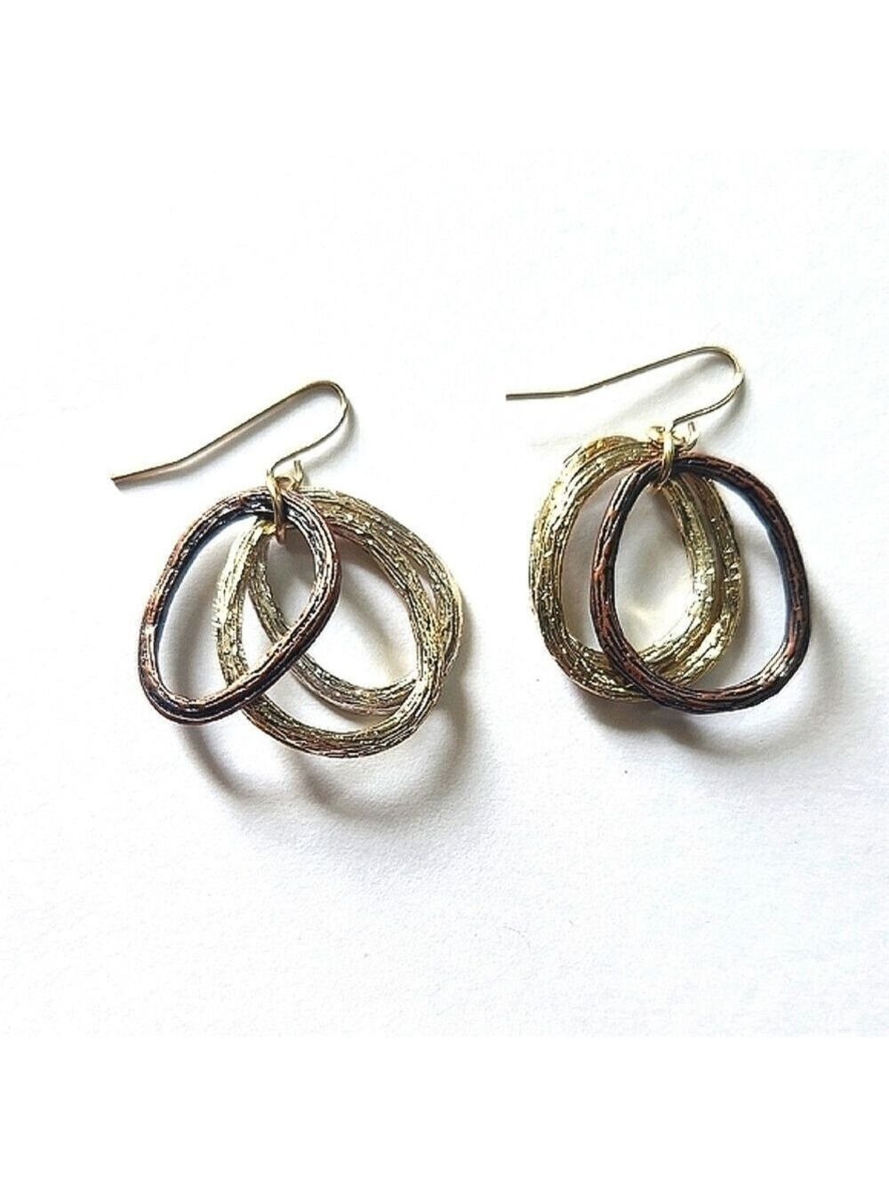 Chic Silver, Gold, Coppwr Multi-Hoop Earrings Fishhooks